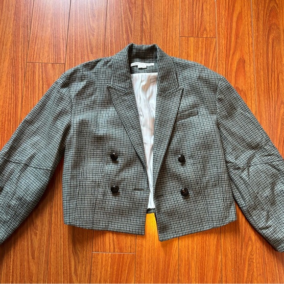 Veronica Beard Sybille Cropped Houndstooth Wool Blend Blazer, Size: 6 - Picture 6 of 9